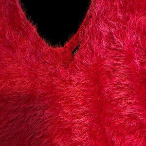 Marciano Red Eyelash Knit V-Neck Sweater – Size XS
